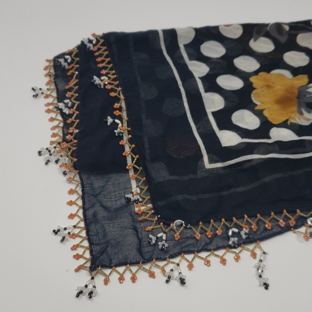 Floral, beaded scarf